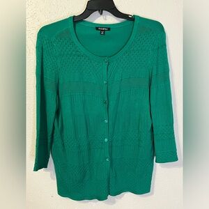 Roz & Ali Kelly Green Cardigan Sz 1X